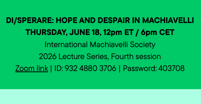 Incontro "Di/sperare: Hope and Despair in Machiavelli"
